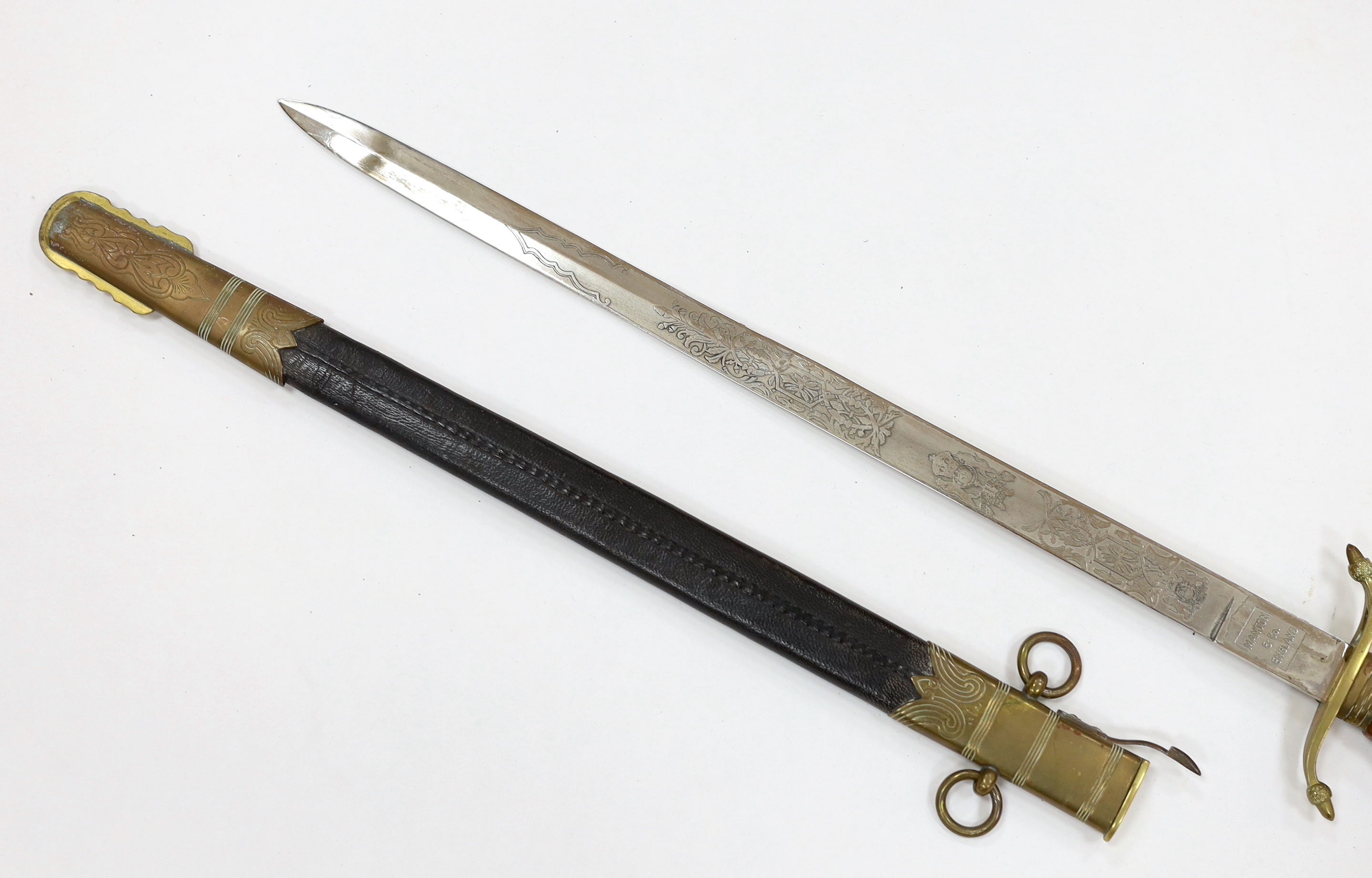 A Royal Navy Officer's naval dirk, maker Manton & Co. blade 46.5cm